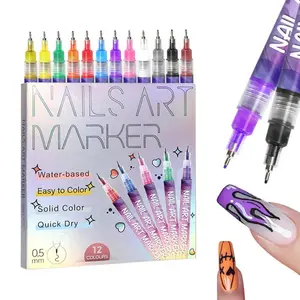 12 Color Acrylic Paint Pens Set, Acrylic Art Kit, Fast Drying Non-Fading, Perfect for DIY Nail Art Decorations & Daily Creative Painting Use