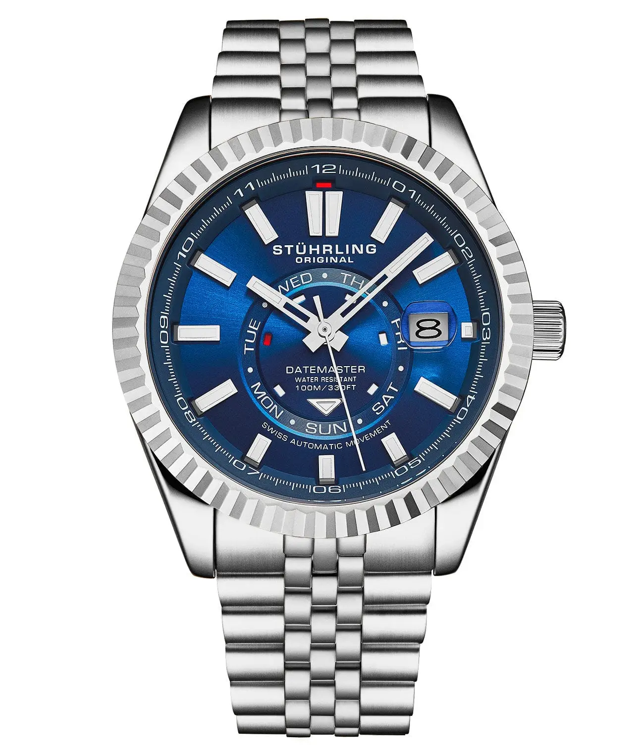 Men's Classic Swiss Automatic Watch, 42mm Stainless Steel Case with Day-Month Calendar, 18 Jewels and 38-Hour Power Reserve, Watches, Male, Urban, Traditional