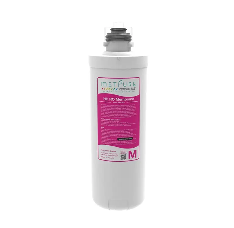Metpure Versatile High Demand 400GPD Reverse Osmosis Membrane Filter - Magenta Quick Twist Filter (M), 11" x 3.25", Drinking Water Filtration System Replacement filter
