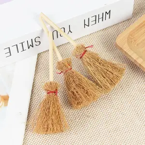 10/20count Mini Broom Witch Straw Brooms DIY Hanging Ornaments for Halloween Party Decoration Costume Props Dollhouse Accessories