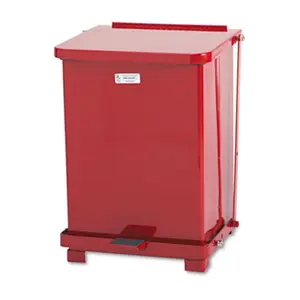 212 MAIN Red Defenders Biohazard Garbage Can - Square 7gal Stainless Steel Touchless Trash Bin with Plastic Liner, Odor Seal for Infectious Waste (Baby & Maternity Decor)