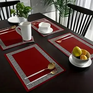 4/6pcs Placemat Set - Elegant Pure Red, Heat Resistant, Simple Chinese Design - Suitable for Holiday Banquets and Everyday Dining Tables, Coffee Tables, Home Decor, Size 12.6x16.5 Inches