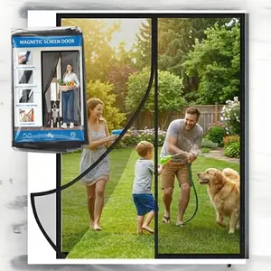 2026 Upgraded Magnetic Screen Door Curtain, Retractable Door Screen — Triple Strength Magnets, Hands-Free Insect Protection, Breathable Mesh for Home & Patio