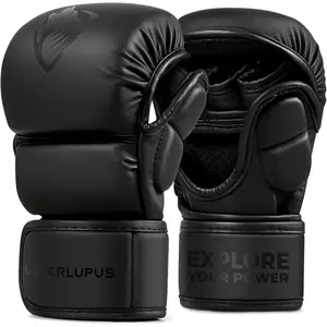 MMA Gloves for Men– Open Palm Training Gloves for Grappling, Kickboxing, Muay Thai, Light Sparring, Youth Self-Defense, Heavy Bag Workouts – Durable Synthetic Leather with Wrist Support