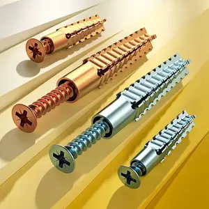 100pcsMetal Expansion Screws, Serrated BarbedCement Anchors anchors for drywall galvanized expansion bolts fixing curtain fixing curtain Heavy-duty steel wall anchor bolt screw kit for use with cement walls and hollow bricks expansion bolt wooden concrete