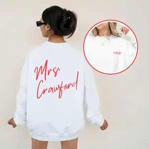 Bride Oversized Sweatshirt Custom Bride Sweatshirt Bachelorette Sweater Wedding Date Last Name Sweater Bachelorette Sweater Bride Gift