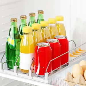 Automatic 3 Row Drink Organizer for Fridge, Soda Can Dispenser Organizer Holds up to 15 12-20oz Cans for Refrigerator Pantry