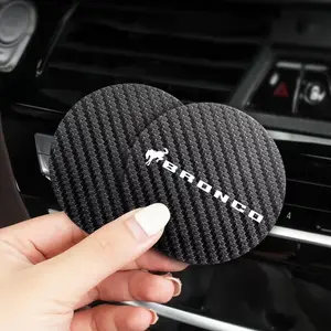 For Ford Bronco 2Pcs Car Coaster Water Cup Bottle Holder Anti-slip Pad Mat Silica Gel Bottle Holder Pad Car Accessories