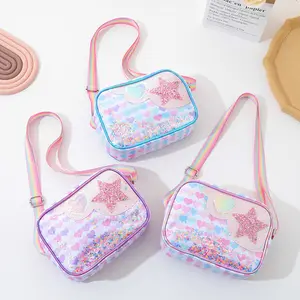 Cute Rainbow Sequin Crossbody Purse for Girls, Sparkly Kids Handbag with Moving Glitter, Adjustable Strap, Durable & Easy-to-Clean PU Leather, Perfect Birthday Holiday Gift for Toddler & Little Girls