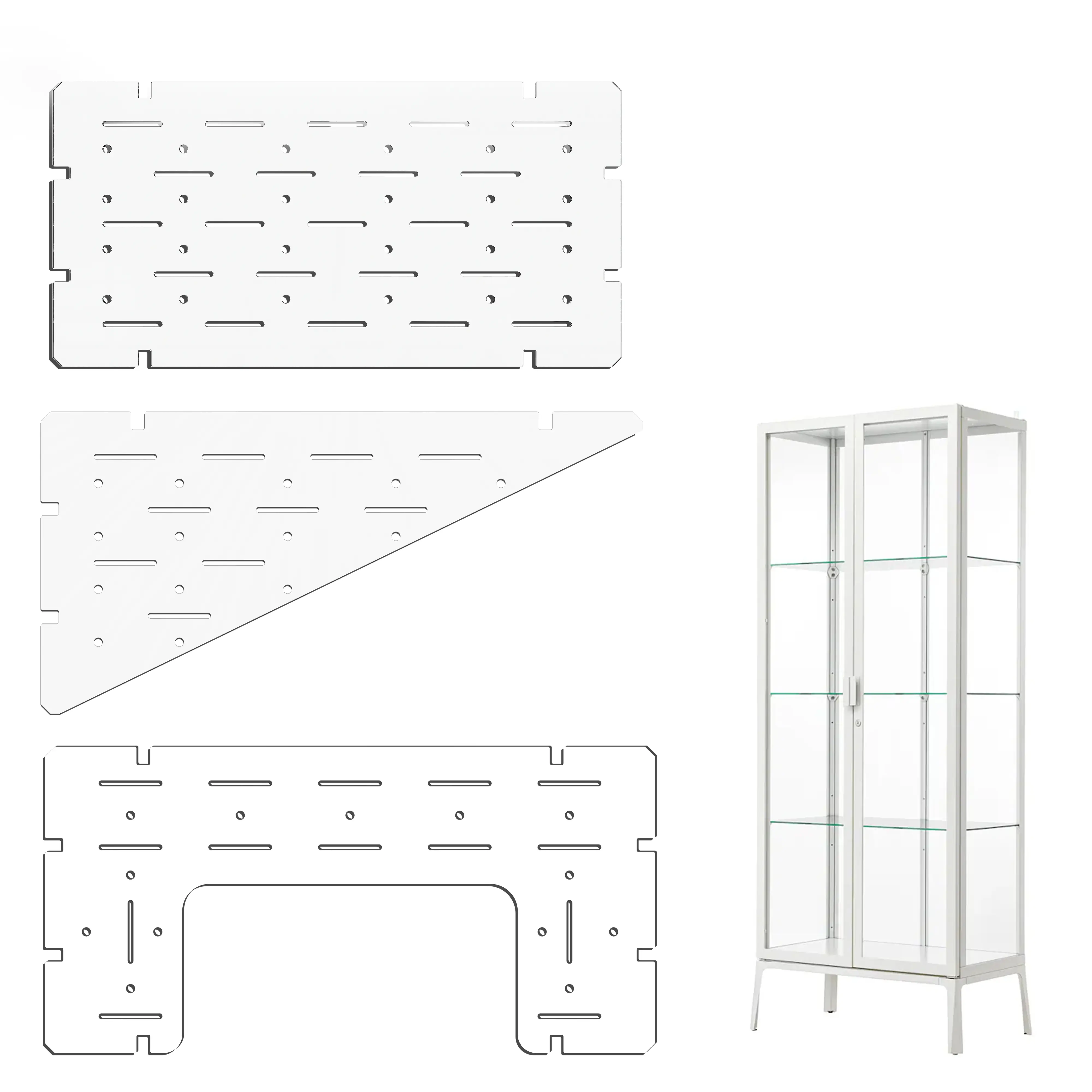 3 Pack Acrylic Shelves for IKEA Milsbo Tall Greenhouse Cabinet- 8mm Thick, Clear Acrylic Plant Corner Shelves Compatible with Tall IKEA Milsbo Glass Cabinet Hanging