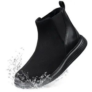 Women's Wide Toe Waterproof Chelsea Orthopedic Boots Ankle Slip on Booties Low Heel Comfortable Flat Lightweight Walking Boots