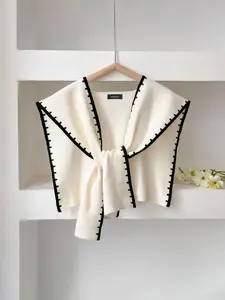 Women's Beige Chevron Pattern Knitted Scarf, Boho Style Scarf, Casual Soft Comfortable for Daily Wear, Fashion Accessories for Women & Girls