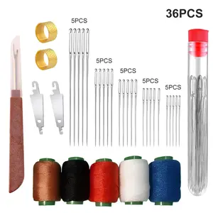 36PCS Big Eye Steel Needles Set - Long & Thin Handmade Quilting & Sewing Needles Kit for DIY Sewing Projects
