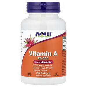 NOW Foods Vitamin A, 7,500 mcg (25,000 IU), 250 Softgels