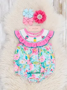 Fruity Summer Garden Smocked Bubble Romper
