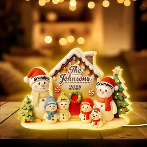 Custom Family Snowman Light Box, Personalized Christmas LED Lamp, Family Name Winter Decor, Holiday Keepsake Gift 2025