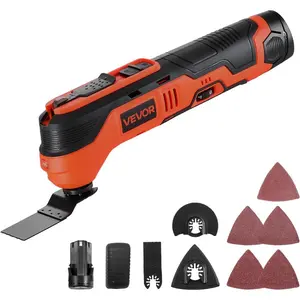 VEVOR Cordless Oscillating Tool, 12V Multitool Oscillating Saw Tool with 6 Variable Speeds 6000-17500 OPM, 3.2 Oscillation Angle, 2.0Ah Battery Pack Charger, 8PCS Saw Accessories LED Work LightVEVOR Super Brand Day