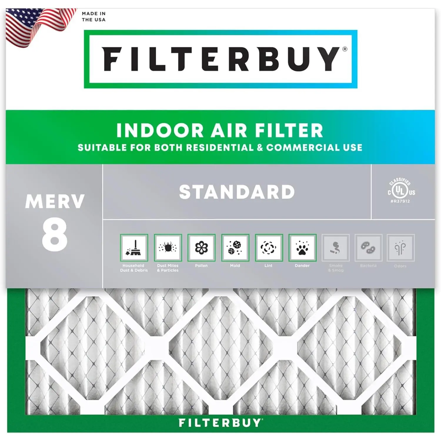 Filterbuy 19x19x1 In Durable HVAC AC Furnace Replacement Air Filter (1-Pack, Replacement Parts) - Pleated, MERV 8 Rating, Polypropylene Synthetic Mesh, Electrostatic Dust Defense, Eco-Friendly Slide-In Fit (Actual Size: 19.00x19.00x1.00in)