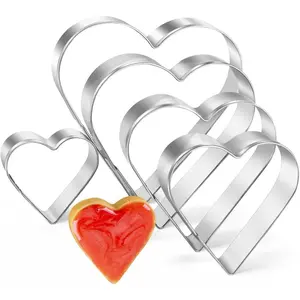 Heart Cookie  Set,  5 count Stainless Steel Small Biscuit Cutters Heart Shaped Mold for  Holiday Birthday Party