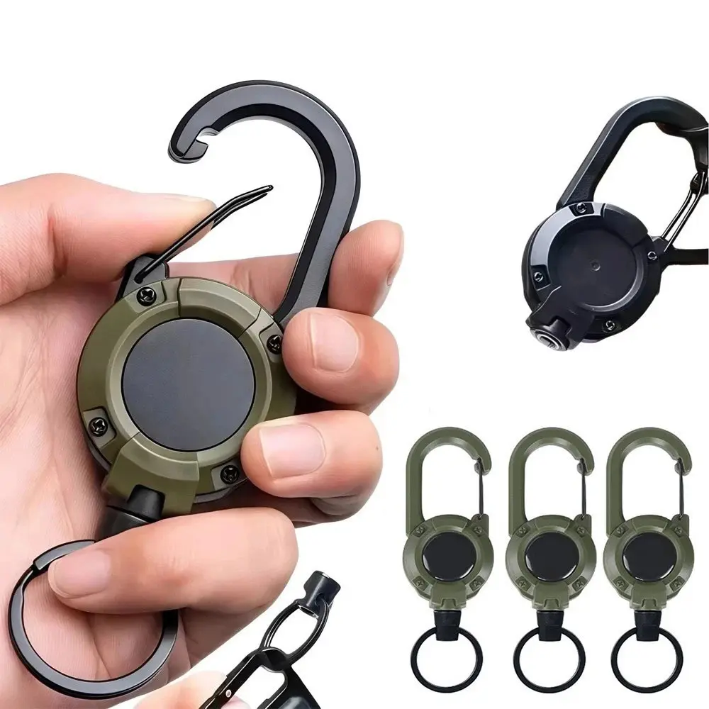 3-Pack Heavy-Duty Retractable Lanyard Badge Holder with 60cm Steel Cable, Lightweight Keychain, Carabiner, 250G Secure Hold Load Capacity, High-Tension Return Spring, High-Cycle for Camping, Keys/ID (Sports & Outdoor Climbing Gear), Retractable Badge Reel