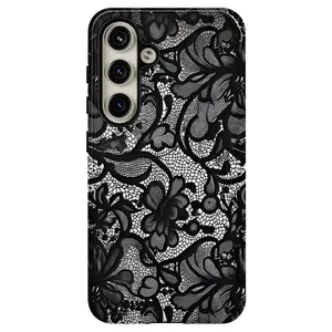 Black Lace Vintage Pattern Phone Cases , Shockproof Rugged Cover Dual Layer Soft TPU Hard Bumper Shell for Samsung S26 S25 S24 S23 S22 S21 NOTE20 Ultra A71 A56 A36 Plus FE A06 A13 A14 A15 A16 A23 A25 A26 A34 A52 A53 A54 A55 Edge Girly Gift