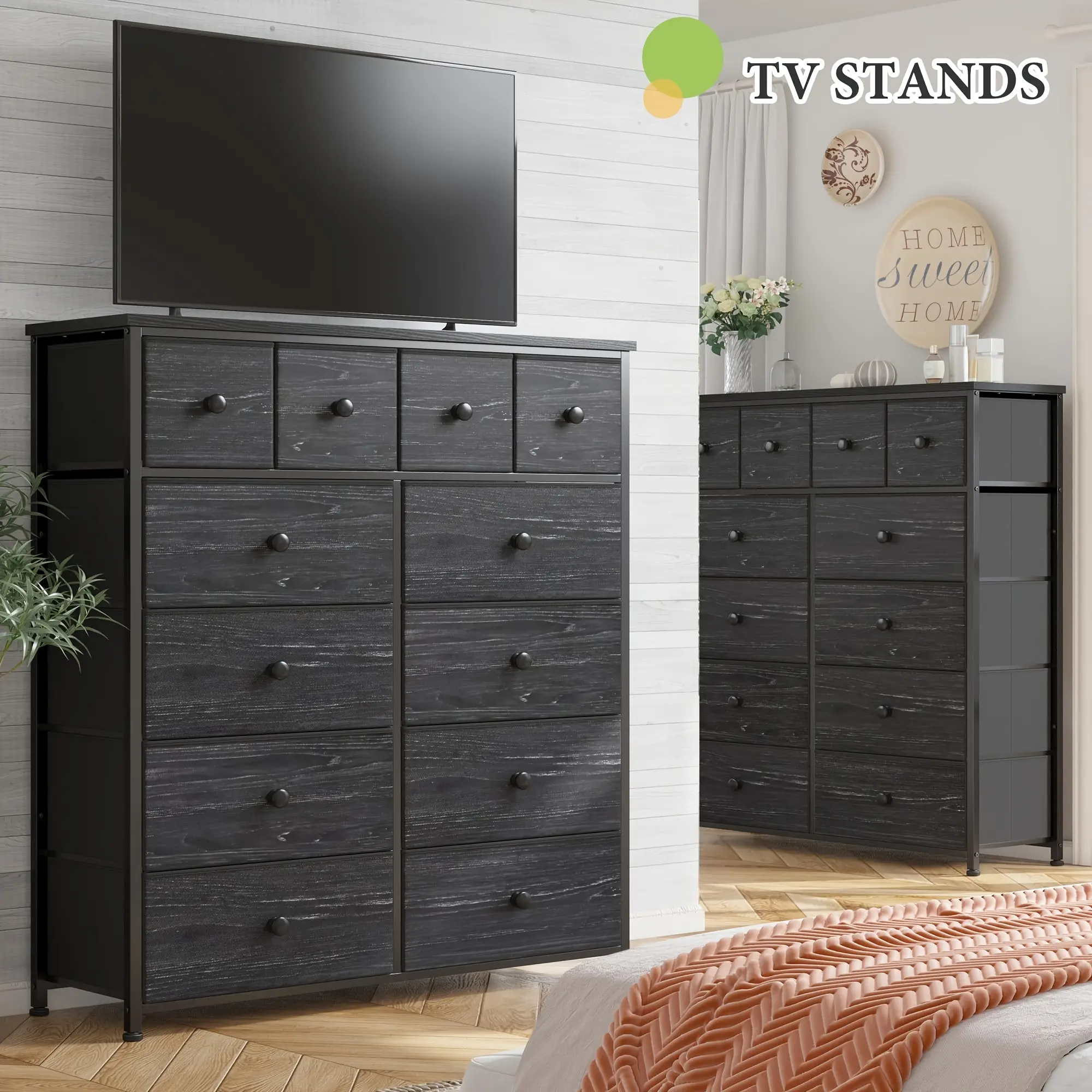 【New Version】-RaybeeTall Dresser for Bedroom with 12 Large Fabric Drawers, Modern Stylish Dresser & Chest of Drawers, Space Saving Storage Organizer with Wood Top & Metal Frame, Multi‑Functional Home Organization for Closet, Living Room, Entryway, Hallway