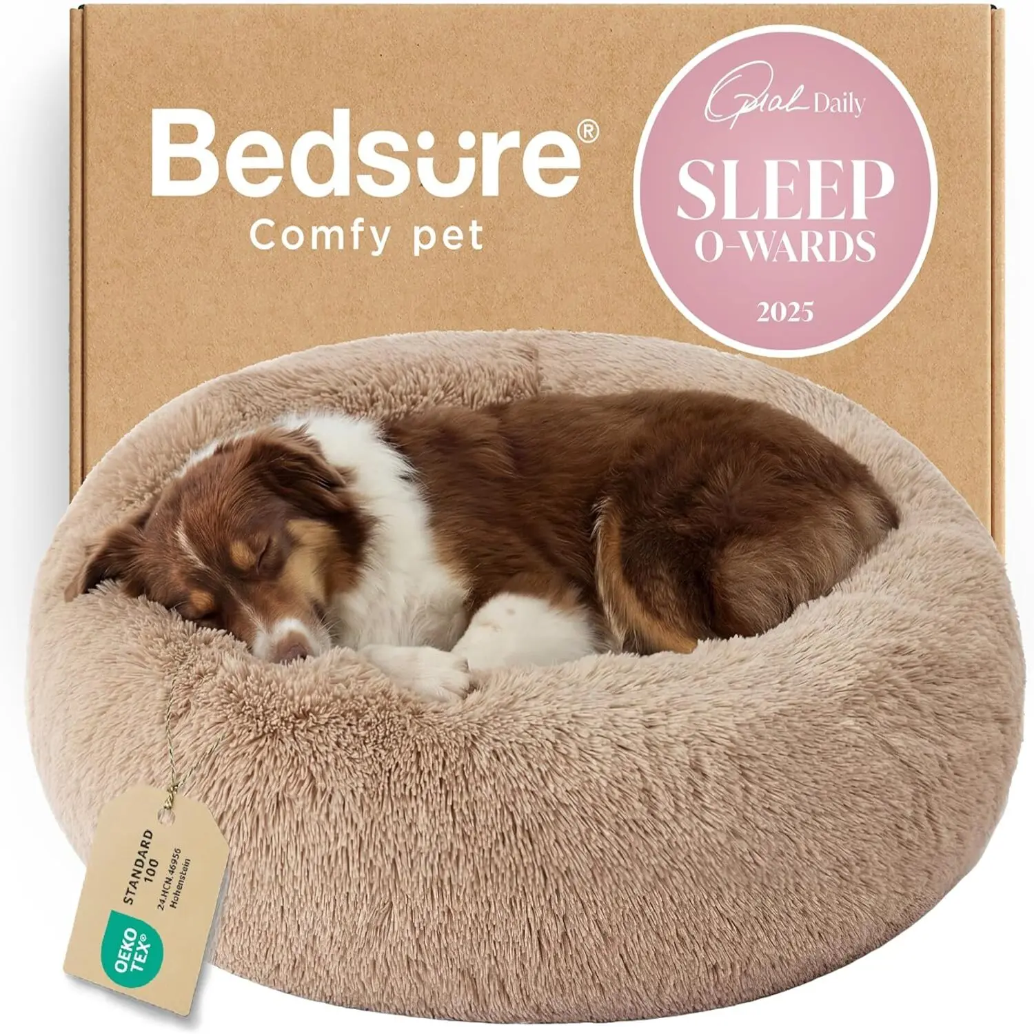 Bedsure Calming Donut Dog Bed - Design for Calming Rest, Ultra Soft, Pet-Safe & Thoughtful Details