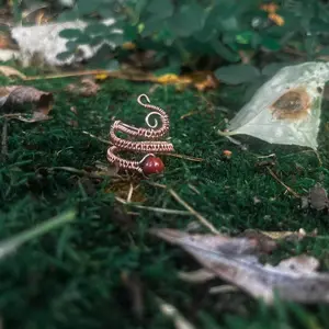 Red Jasper Intricate Adjustable Copper Wire Wrapped Ring