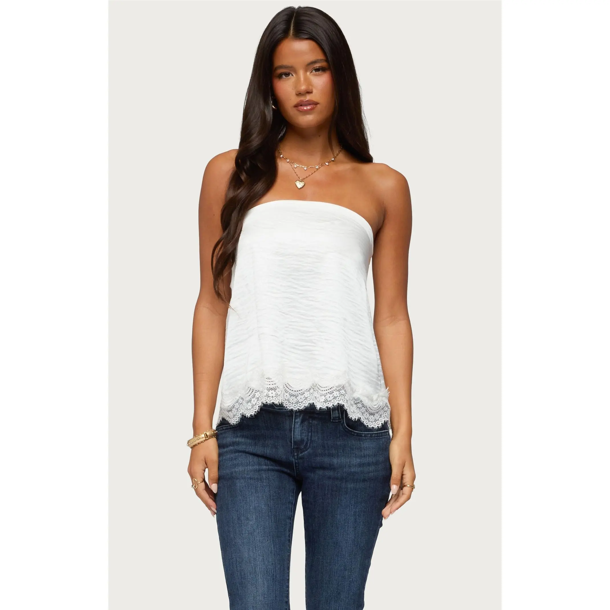 Edikted Women's Netta Lace Satin Top