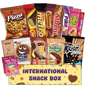 International Snack Box, 14+ Unique Treats, Snacks From Around World, Universal Yums for Office, Family, Gifts And Parties, Suitable for use by Children and Adults, Snack Box