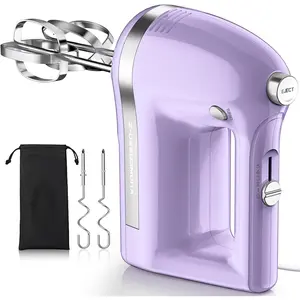 Electric Hand Mixer,  300W Hand Mixer Electric Handheld with 304 Beaters, Dough Hook,Hand Held Mixer with Turbo for Baking Cakes, Eggs, Cream (Purple)