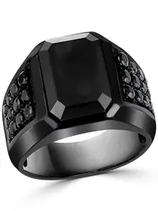 Men's Luxury Rhinestone Decorated Ring, Casual All-match Jewelry for Boys Gift, Classic Fashion Accessories for Daily Wear, Thickness Rings, Statement Rings, Engagement Wedding Ring