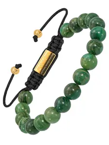 RTZN Jade Beaded Bracelet For Men, Handcrafted with African Jade Beads, Waterproof & Sweatproof, Adjustable Clasp