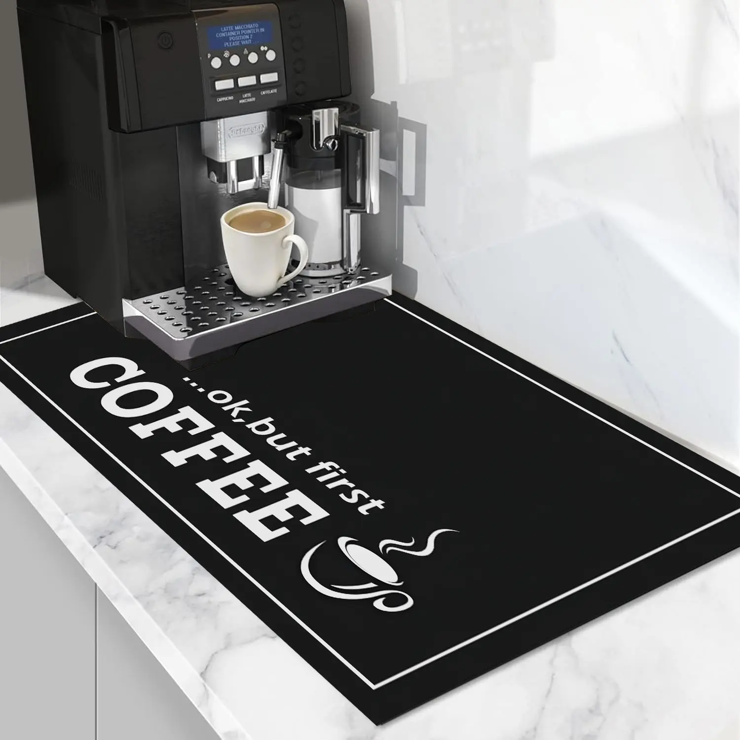 Coffee Bar Accessories, Coffee Mat, Non-Slip Kitchen Counter Mat, Stain Resistant Countertop Protector, Perfect to Put Under Coffee Maker
