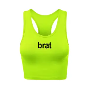 brat Lime Neon Green Racerback Crop Tank