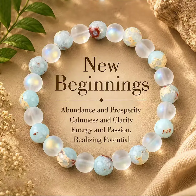Petralune single pack: natural crystal and Shushan stone beaded bracelet; transparent, abundant natural crystal bracelet; amulet bracelet; encouragement gift; fashionable artificial color-contrast beaded crystal bracelet