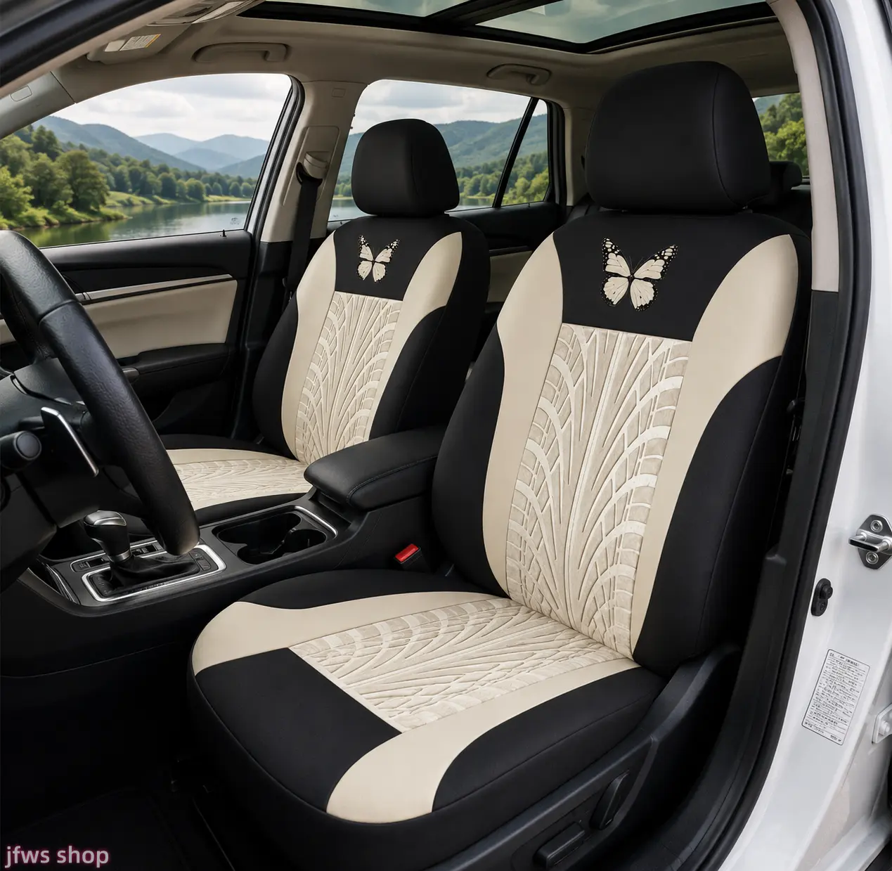 Cute Butterfly Car Seat Covers, 4-Piece Durable Embossed Front Seat Protector Set with Headrest Covers, Light Luxury Car Interior Accessories for Women & Men, Cute Car Accessories homedecor