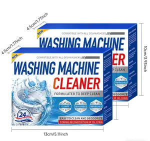Washing Machine Cleaner Descaler 24 Pack - Deep Cleaning Tablets For HE Front Loader & Top Load Washer, Septic Safe Eco-Friendly Deodorizer, Clean Inside Drum and Laundry Tub Seal