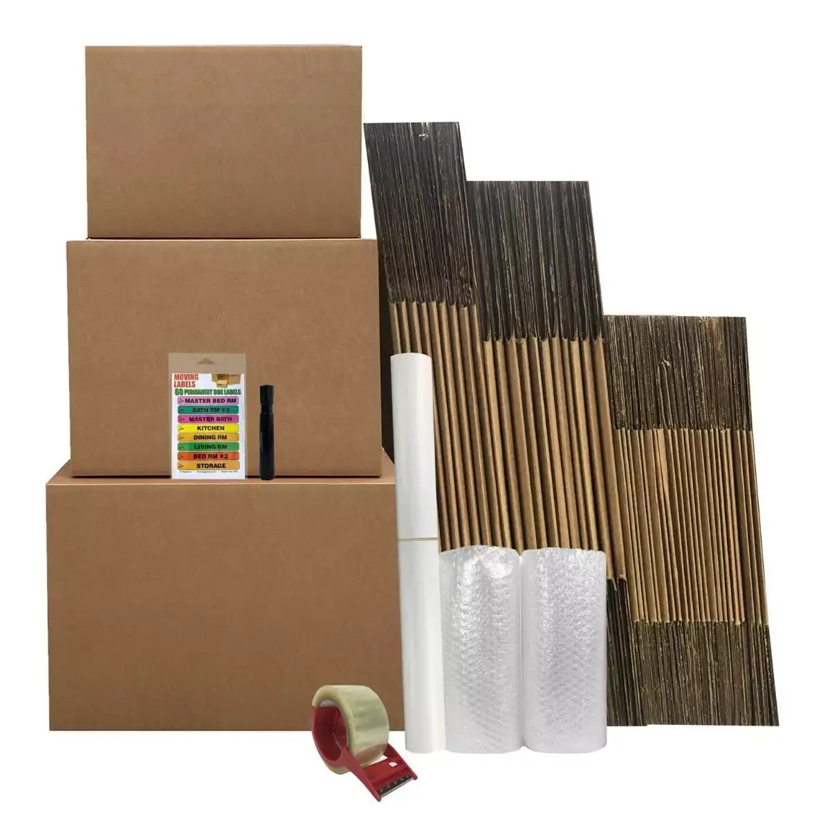UBMOVE Smart Moving Boxes 4-Room Kit - 44 Boxes & Supplies, 18x14x12", 20x20x15", 23x23x16" Sizes, 2x55 yd Wrapping Paper, Home Storage Organizer Bins, 23" X 23" X 16", 18 X 14 X 12"