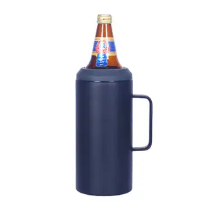 40oz stainless steel cooler, double walled vacuum insulated bottle holder&keeper (Black)