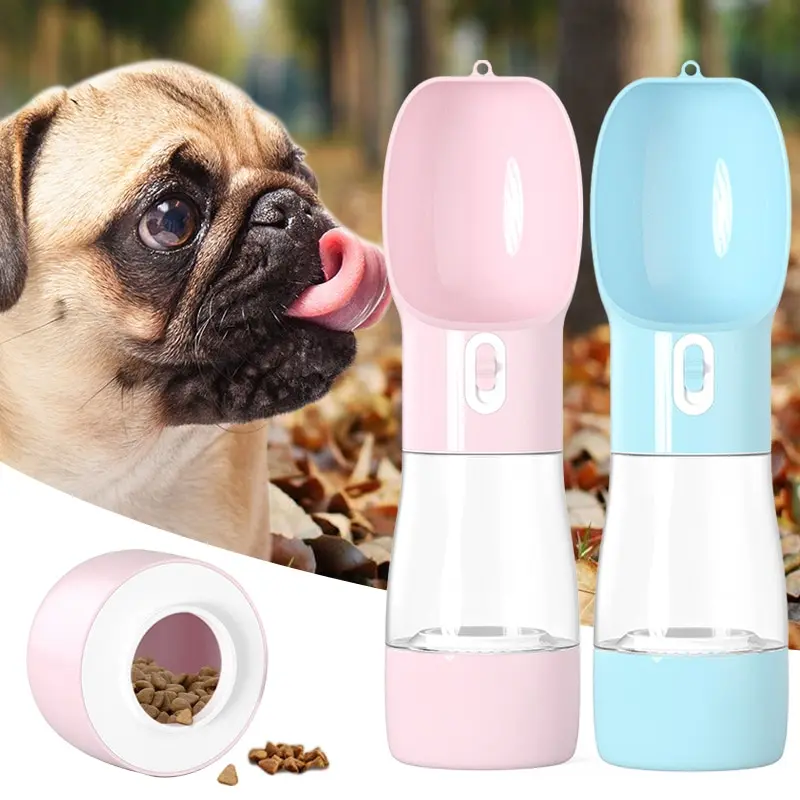 PetSafe Traveling Out Portable Dog Water Dispenser - 258ml Capacity, Food & Water Container, Leak-Proof Design, Easy Carry, Pink/Green/Blue/Gray