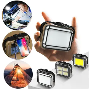 <Local Delivery>Multi-functional Solar Working Light,Type-C Rechargeable Electricity Flashlight, Power Bank Hook Magnetic Four-color COB Emergency Lighting for Repari ,Hiking,Fishing and Holiday Gift