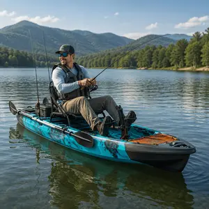 9.42ft Fishing Kayak Pedal Drive Single Person PE Kayak with Safety Lock Stable Angler Kayak for Lake Outdoor Fishing