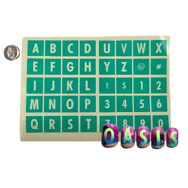 Large Letters & Numbers - Airbrush Nail Stencils