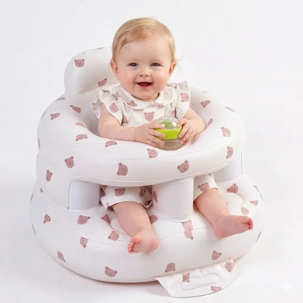 Inflatable Baby Bumbo Chair - Unisex Toddler Seat, Soft Toddler Chair, 3-36 Months Upgrade Model with Built-in Air Pump & Tray, Ergonomic BPA-Free PVC Design for Sitting Learning & Feeding, Safe Durable Baby Furniture (Birthday Gift Option)