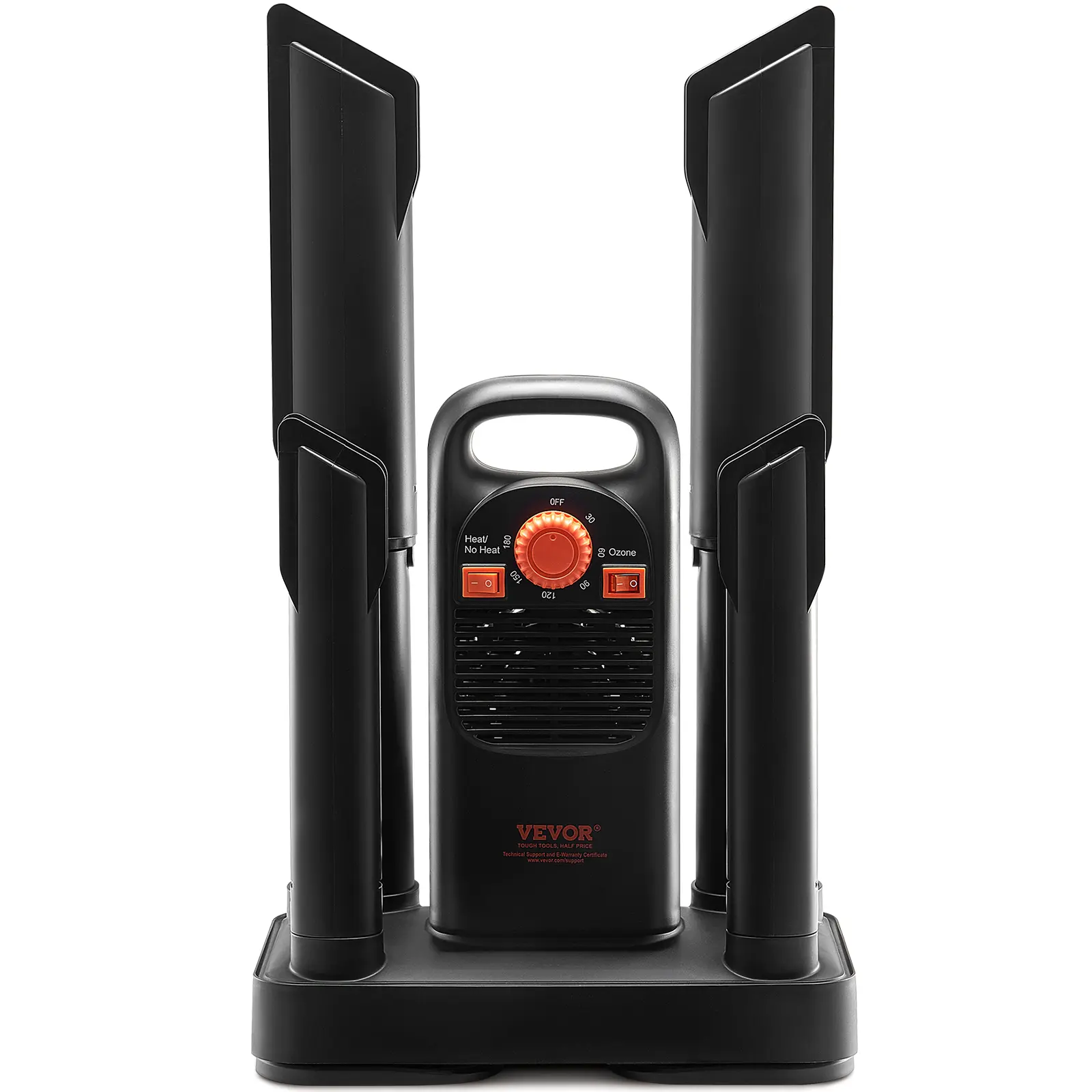 【summerfinds】VEVOR Detachable 4 Tubes Shoe Dryer with Timer, Quick Drying Boot Warmers/Dryer with Ozone Disinfection, ABS+PP Material Boot Dryer for Snow Boots, Leather Shoes, Canvas Shoes, Socks, Black & Orange