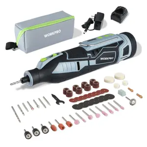 #SpringGlowUp WORKPRO 12V Cordless Rotary Tool Kit, 5 Variable Speeds, Powerful Engraver, Sander, Polisher, 114 Easy Change Accessories, Craft Tool for Handmade and DIY