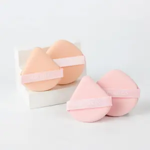 [RUBY VIBE CO] RubyAir Luxe Puffs Set of 2 Soft Latex-Free Velvet Air Puffs Round Triangle Pink Beige Eco-Friendly for Wet Dry Use