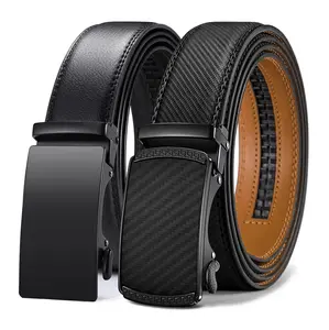 Premium Belts for Men 2 Pack - Mens Belt Leather hip dips men belt with Auto Buckle Jeans Belt Golf & Casual Style Trendy Must-Have Belts in Gift Set Box Can be cut to adjust length