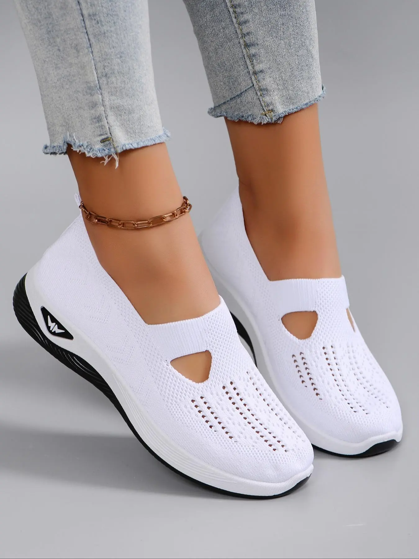 Women's Fashionable Hollow Out Design Slip on Sneakers, Casual Comfortable Breathable Lightweight Mesh Shoes, All-match Commuter Shoes for Work & Daily Wear, Shoes for Summer 2025, Lightweight Slip ons